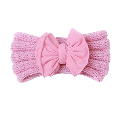 Kleinkind Baby Mädchen gestrickt Color Block Bowknot Haarband Kopfbedeckung Stirnband Sommer Haarband (Pink, One Size) von SHUIYUE