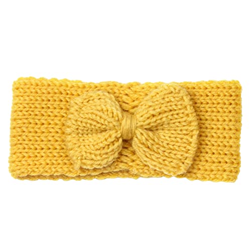 Kleinkind Baby Mädchen gestrickt solide Schleife Haarband Kopfbedeckung Stirnband Baby 12 Monate Geschenk (Yellow, One Size) von SHUIYUE