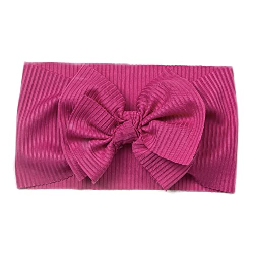 Kleinkind Baby Mädchen solide gerippte Schleife Haarband Kopfbedeckung Stirnband Baby Turbane (Hot Pink, One Size) von SHUIYUE