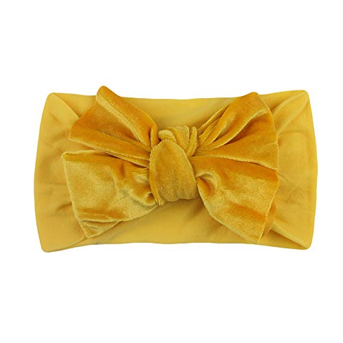 Kopfbedeckung Haarschleife solide Baby samt Mädchen Band Kinder Headband Zubehör für Babypflege Haarschmuck Neugeborene (Yellow, One Size) von SHUIYUE