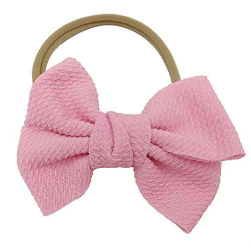 Stirnbänder Baby Mädchen Elastisches Haarband Baby Schleife Haarband für Neugeborene Baby-Mädchen-Bögen Kopfbedeckung Elastische Haarbänder für Kleinkinder (Pink, One Size) von SHUIYUE