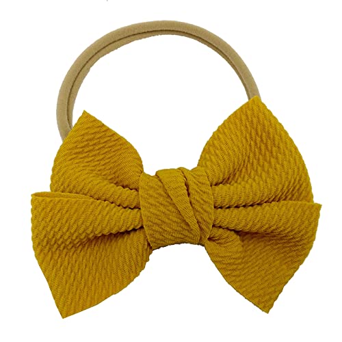 Stirnbänder Baby Mädchen Elastisches Haarband Baby Schleife Haarband für Neugeborene Baby-Mädchen-Bögen Kopfbedeckung Elastische Haarbänder für Kleinkinder (Yellow, One Size) von SHUIYUE