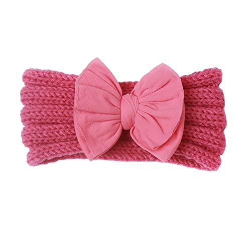 Stirnbänder Baby Mädchen Haarband Baby Schleife Gestrickt Haarband für Neugeborene Baby-Mädchen-Bögen Kopfbedeckung Elastische Haarbänder für Baby Mädchen (a-Hot Pink, One Size) von SHUIYUE