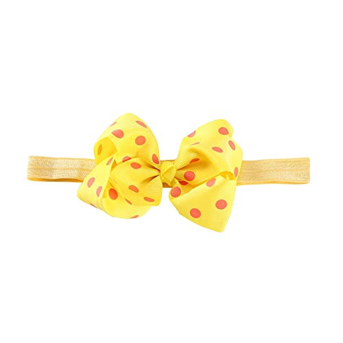 Stirnbänder Baby Mädchen Punktdrucke Haarband Baby Schleife Haarband für Neugeborene Baby-Mädchen-Bögen Kopfbedeckung Elastische Haarbänder für Kleinkinder (Yellow, One Size) von SHUIYUE