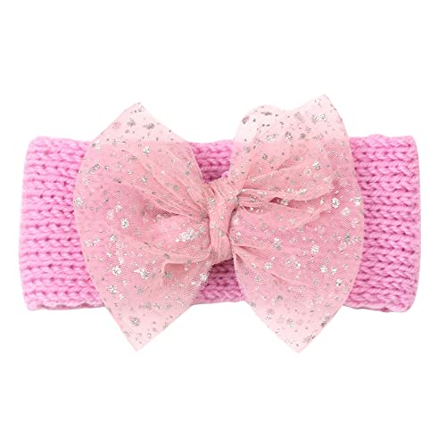 Stirnbänder Baby Mädchen Spitze Stirnband Haarband Schleife Haarband für Neugeborene Baby-Mädchen-Bögen Kopfbedeckung Elastische Haarbänder für Kleinkinder (Pink, One Size) von SHUIYUE