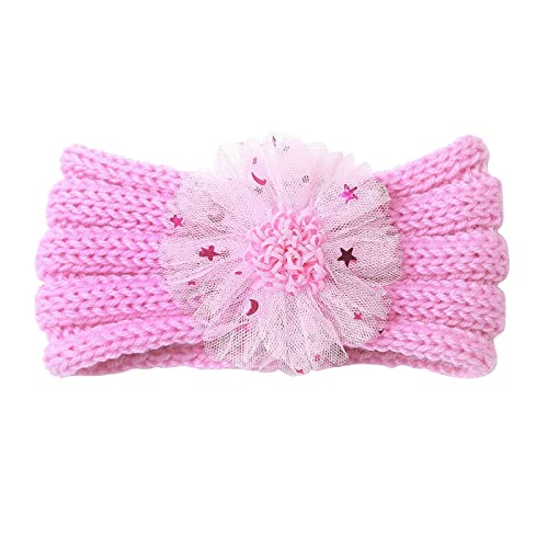 Stirnbänder Baby Mädchen Stretch Gestrickt Stirnband Haarband Schleife Haarband für Neugeborene Baby-Mädchen-Bögen Kopfbedeckung Elastische Haarbänder für Baby Mädchen (Pink, One Size) von SHUIYUE