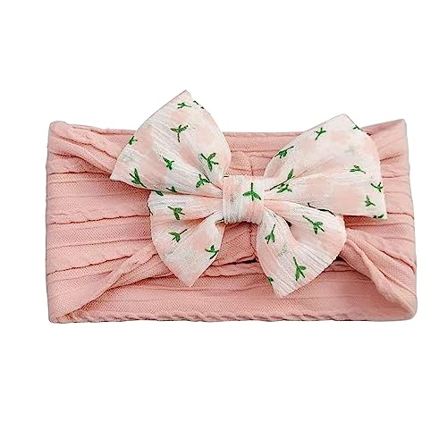 Stirnbänder Streifen Baby Mädchen Haarband Baby Schleife Haarband für Neugeborene Baby-Mädchen-Bögen Kopfbedeckung Elastische Haarbänder für Kleinkinder (Pink, One Size) von SHUIYUE