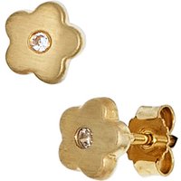 SIGO Kinder Ohrstecker Blume Blumen 333 Gold Gelbgold mattiert 2 Zirkonia Ohrringe von SIGO