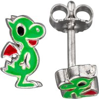 SIGO Kinder Ohrstecker Drache grün 925 Sterling Silber Ohrringe Kinderohrringe von SIGO