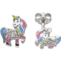 SIGO Kinder Ohrstecker Einhorn 925 Silber 14 Zirkonia Ohrringe Kinderohrringe von SIGO