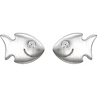 SIGO Kinder Ohrstecker Fisch 925 Sterling Silber matt 2 Zirkonia Ohrringe von SIGO