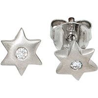 SIGO Kinder Ohrstecker Stern Sterne 925 Sterling Silber mattiert 2 Zirkonia Ohrringe von SIGO