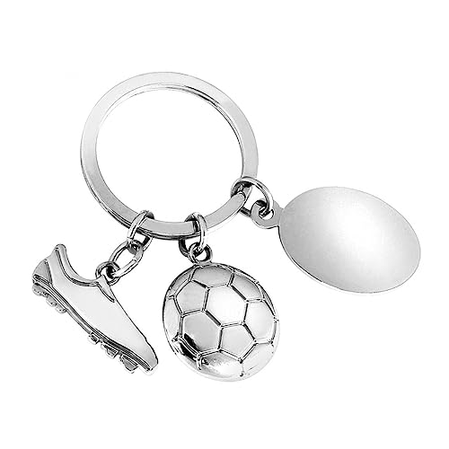 SILBERKANNE Schlüsselanhänger mit Fußball und Gravurplatte 7x3,5 cm Premium Silber Plated edel versilbert. Edel verpackt in einem eleganten Etui von SILBERKANNE