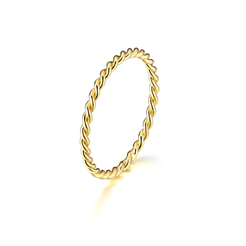 SILBERTALE 925 Silber Ringe Geflochten Ring Gold Damen Silberschmuck Minimalistisch Kordelring Vorsteckring Dünn Stapelring Ewigkeit Geflochten Twisted Knoten Knuckle Band Ring Frauen Schmuck von SILBERTALE