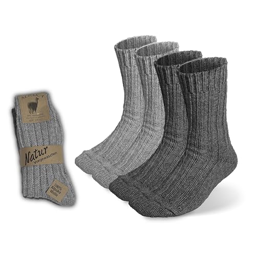 SILKMARKS® Alpaka Socken Dick - Flauschige Wärmesocken mit Exklusivem Komfort - Kuschelsocken für Damen und Herren (2er Grau 43-46) von SILKMARKS