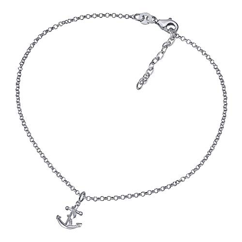 SILVEGO Damen Fußkette aus 925 Sterling Silber mit Anhänger Anker von SILVEGO