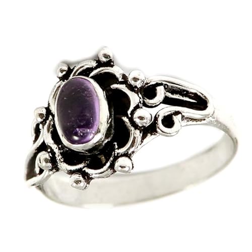 SILVERNROCK Amethyst Edelstein-Bandring 925er Sterlingsilber-Bandring Herren- und Damen-Bandring alle Größen handgefertigter Schmuck ERG-178H_61 (19.4) von SILVERNROCK