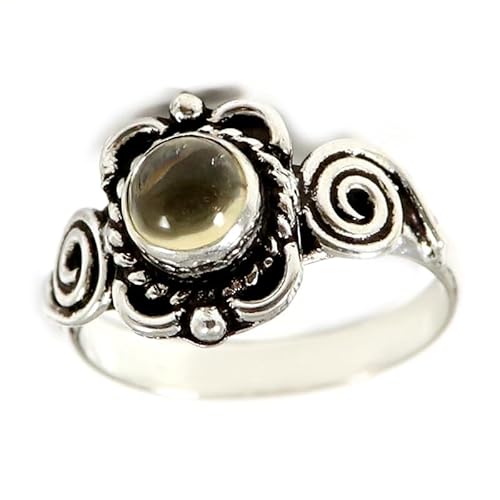 SILVERNROCK Citrin Edelstein-Bandring für Herren und Damen alle Größen Geschenkartikel 925 Sterlingsilber-Ring handgefertigter Schmuck E165G_61 (19.4) von SILVERNROCK