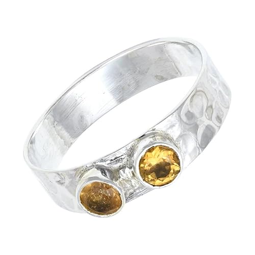 SILVERNROCK Citrin Edelstein-Bandring für Männer und Frauen Bandring aus 925er-Sterlingsilber alle Größen handgefertigter Schmuck ERG-136C_71 (22.6) von SILVERNROCK