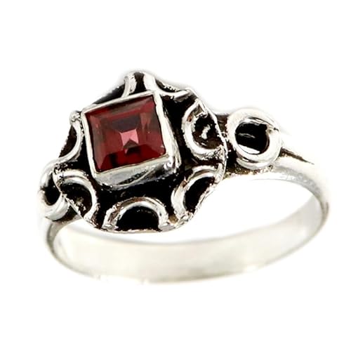 SILVERNROCK Granat facettiert Edelstein 925 Sterling Silber Bandring Herren- und Damenbandring Alle Größen Geschenkartikel Handgefertigter Schmuck E169A_70 (22.3) von SILVERNROCK