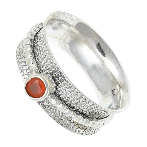 SILVERNROCK Karneol Edelstein-Spinnerring aus 925er Sterlingsilber Spinnerring für Herren und Damen alle Größen handgefertigter Schmuck E154D_65 (20.7) von SILVERNROCK