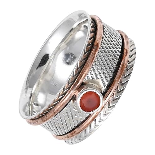 SILVERNROCK Karneol Spinner-Ring 925er Sterlingsilber Spinner-Ring für Männer und Frauen Spinner-Ring alle Größen Geschenke Schmuck E157G_56 (17.8) von SILVERNROCK