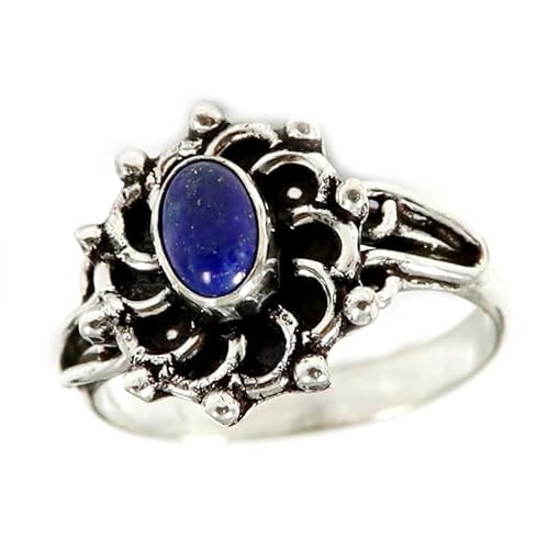 SILVERNROCK Lapislazuli Edelstein-Bandring 925er Sterlingsilber-Bandring Herren- und Damen-Bandring alle Größen handgefertigter Schmuck ERG-178L_51 (16.2) von SILVERNROCK