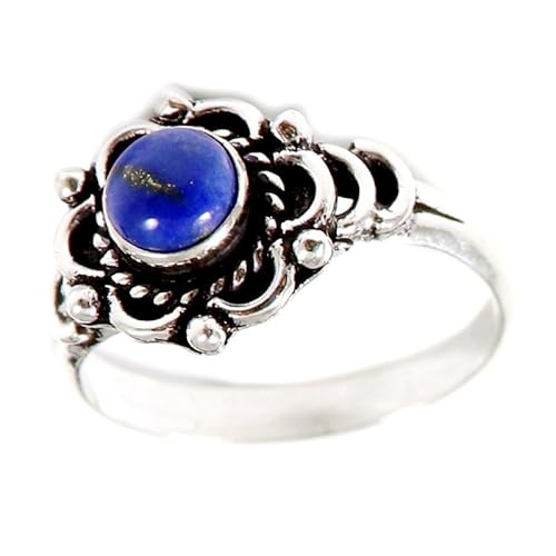 SILVERNROCK Lapislazuli Edelstein-Bandring für Herren und Damen alle Größen Geschenkartikel 925 Sterlingsilber-Ring handgefertigter Schmuck E170J_62 (19.7) von SILVERNROCK