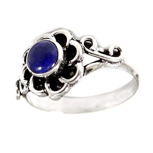 SILVERNROCK Lapislazuli Edelstein-Bandring für Männer und Frauen Bandring aus 925er-Sterlingsilber alle Größen handgefertigter Schmuck E162A_56 (17.8) von SILVERNROCK