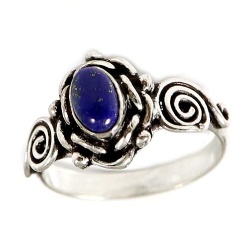 SILVERNROCK Lapislazuli Edelstein-Bandring für Männer und Frauen Bandring aus 925er-Sterlingsilber alle Größen handgefertigter Schmuck ERG-180C_51 (16.2) von SILVERNROCK