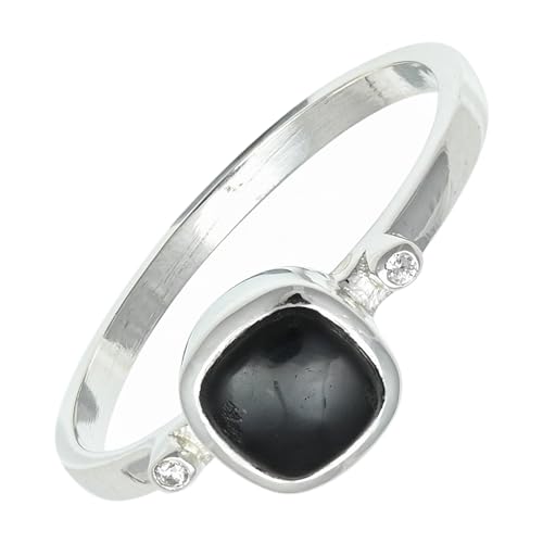 SILVERNROCK Onyx Edelstein-Bandring 925er Sterlingsilber-Bandring Herren- und Damen-Bandring alle Größen handgefertigter Schmuck ERG-1245A_75 (23.9) von SILVERNROCK