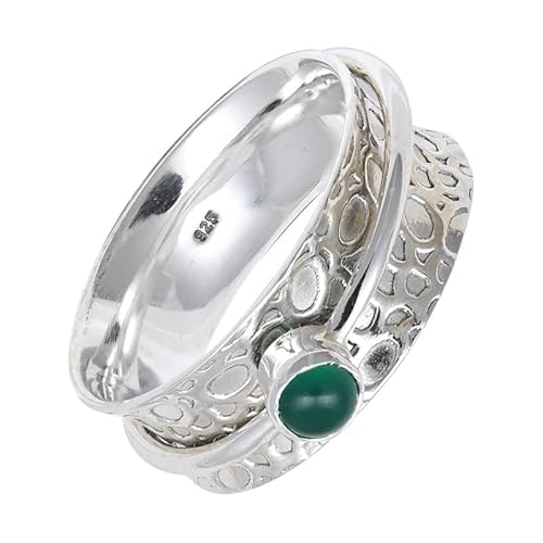 SILVERNROCK Onyx Edelstein-Spinnerring für Herren und Damen 925er-Sterlingsilber Spinnerring Geschenkartikel handgefertigter Schmuck E145M_53 (16.9) von SILVERNROCK