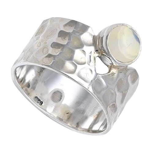 SILVERNROCK Opal Edelstein 925 Sterling Silber Bandring Herren- und Damenbandring Alle Größen Geschenkartikel Handgefertigter Schmuck ERG-134M_66 (21.0) von SILVERNROCK