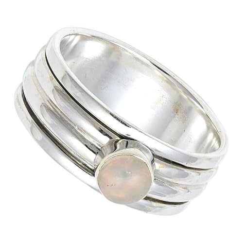 SILVERNROCK Opal Spinner-Ring 925er Sterlingsilber Spinner-Ring für Männer und Frauen Spinner-Ring alle Größen Geschenke Schmuck E148I_48 (15.3) von SILVERNROCK