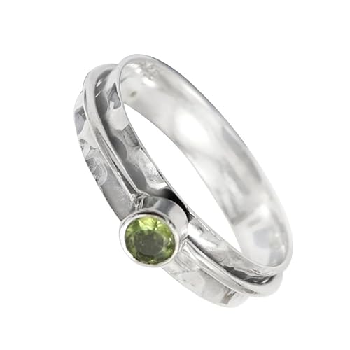 SILVERNROCK Peridot Edelstein-Spinnerring aus 925er Sterlingsilber Spinnerring für Herren und Damen alle Größen handgefertigter Schmuck E152B_59 (18.8) von SILVERNROCK