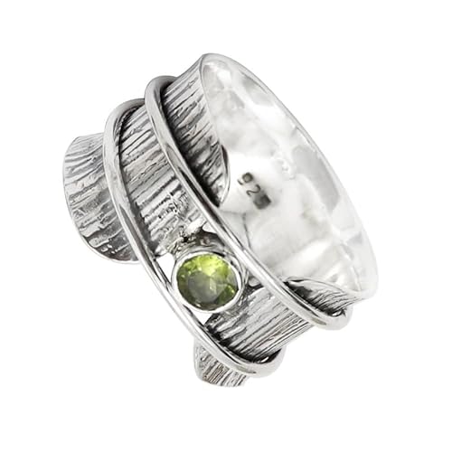 SILVERNROCK Peridot Edelstein-Spinnerring aus 925er Sterlingsilber Spinnerring für Herren und Damen alle Größen handgefertigter Schmuck E156B_64 (20.4) von SILVERNROCK