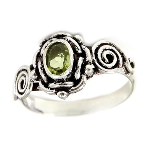 SILVERNROCK Peridot facettiert Edelstein-Bandring für Herren und Damen alle Größen Geschenkartikel 925 Sterlingsilber-Ring handgefertigter Schmuck ERG-180H_68 (21.6) von SILVERNROCK