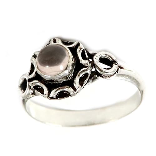 SILVERNROCK Rosenquarz Edelstein 925 Sterling Silber Bandring Herren- und Damenbandring Alle Größen Geschenkartikel Handgefertigter Schmuck E167C_51 (16.2) von SILVERNROCK