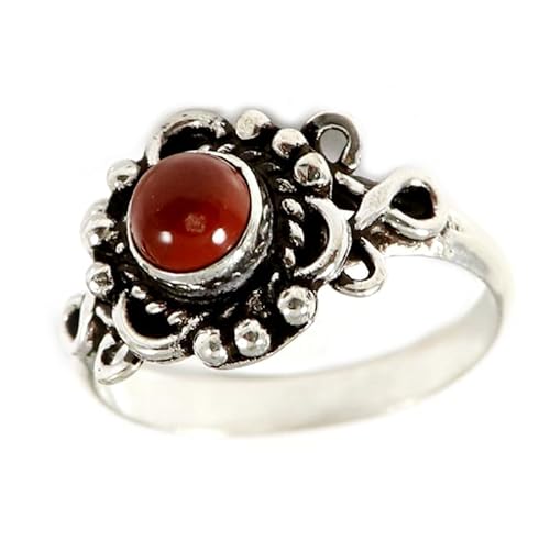 SILVERNROCK Roter Jaspis Edelstein-Bandring für Herren und Damen alle Größen Geschenkartikel 925 Sterlingsilber-Ring handgefertigter Schmuck ERG-175H_56 (17.8) von SILVERNROCK