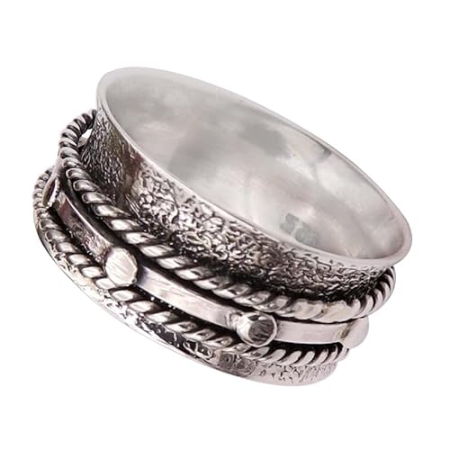 SILVERNROCK Silber Spinner Ring 925 Sterling Silber Spinner Ring für Männer Frauen Alle Größen Handgefertigter Schmuck E160A_65 (20.7) von SILVERNROCK