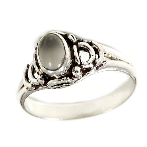 SILVERNROCK Weißer Mondstein Edelstein-Bandring für Männer und Frauen Bandring aus 925er-Sterlingsilber alle Größen handgefertigter Schmuck ERG-179D_50 (15.9) von SILVERNROCK