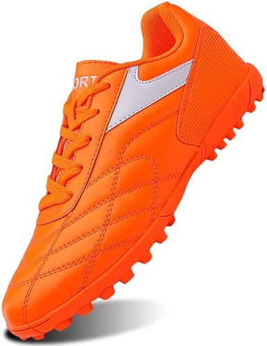 SIN0ES C861300 Fußballschuhe Mädchen Fussballschuhe Jungen FG/AG Fussball Professionelle TF Trainingsschuhe Outdoor Sport Football Orange Weiß Gr.40 von SIN0ES