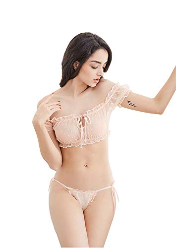 Damen-Dessous, niedlich, sexy, Chiffon, gestreift, Dessous-Set, gewellt, transparent, BH und Tanga-Set, Ysl7752color, Einheitsgröße von SINMIUANIME