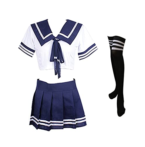 SINMIUANIME Schulmädchen-Outfit, Dessous, sexy Studentin, kurze Uniform, Matrosen-Cosplay-Dessous, niedlich (7962White) von SINMIUANIME