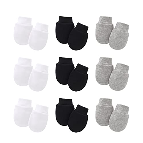 SIOPPKIK 9 Paare Neugeborene Fäustlinge Baby Säugling Handschuhe Kein Kratzer Handschuhe Unisex Baumwolle Handschuhe für 0-6 Monate Baby Jungen Mädchen von SIOPPKIK