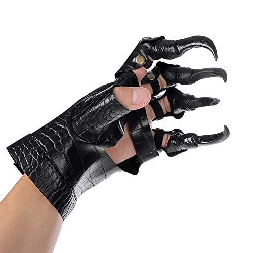 Handschuhe Halloween Handschuhe Tier Pfote Lederhandschuhe Dragon Claw Werwolf Handschuhe Vollfinger mit Klettverschluss Halloween Handschuhe Horror Deko Handschuhe für Halloween Party Cosplay von SIQITECH