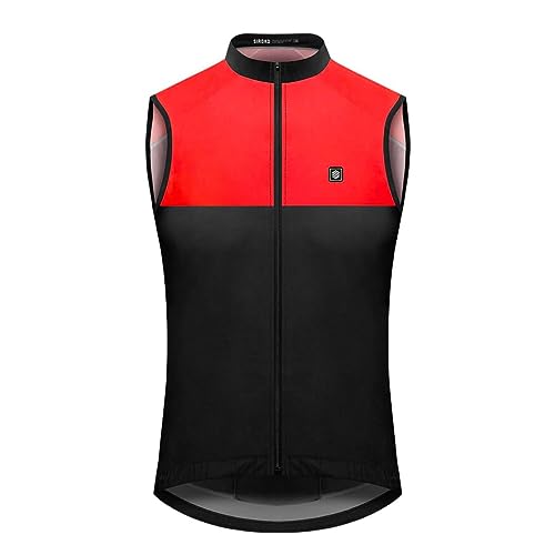 SIROKO - Fahrradweste Windstopper für Damen V1-W Richmond - L - Schwarz/Feuerrot von SIROKO