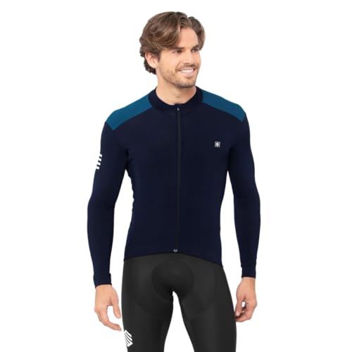 SIROKO - Langärmelige Thermo-Radtrikot M4 Cubilla - L - Marineblau/Electric Blue von SIROKO