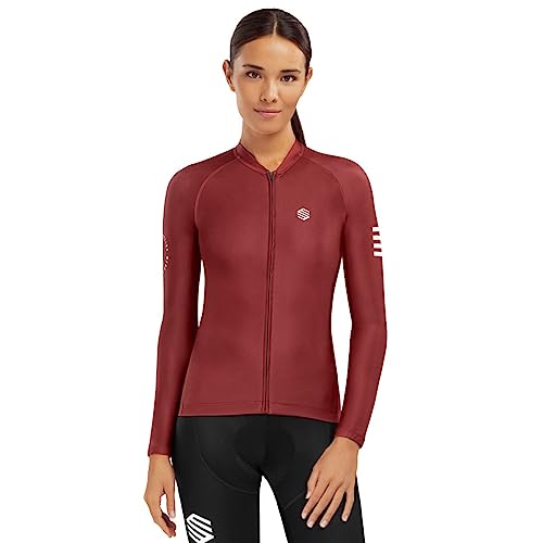 SIROKO - Radtrikot Langarm für Damen M2 Cherry - L - Bordeauxrot/Weiß von SIROKO