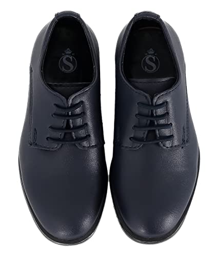 Festliche Matte Derby Schuhe für Jungen zum Schnüren in Marineblau, Größe 38 von SIRRI